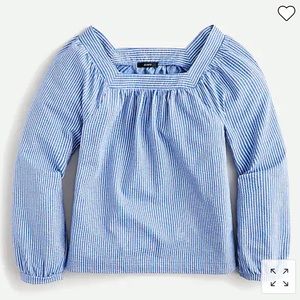 J. Crew Square-neck top in stretch knit seersucker